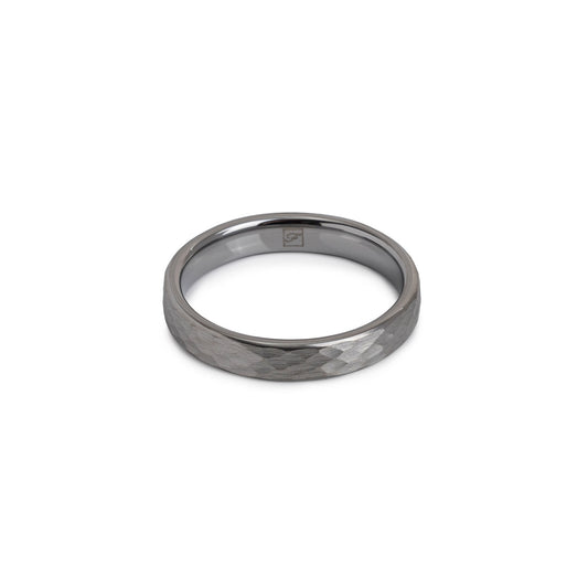 The Hammered Tungsten 4F (4mm Flat Ring)
