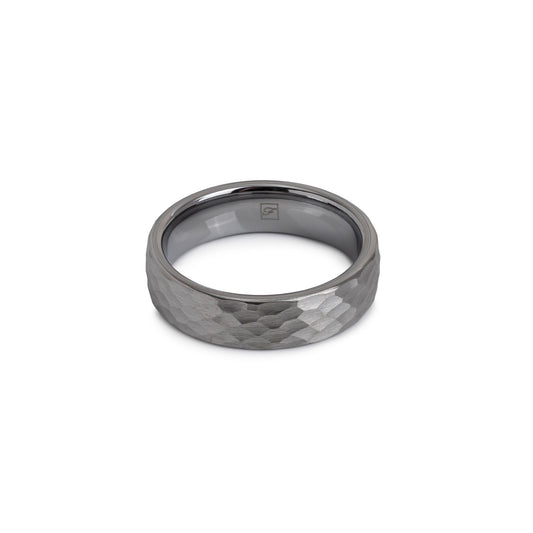The Hammered Tungsten 6F (6mm Flat Ring)