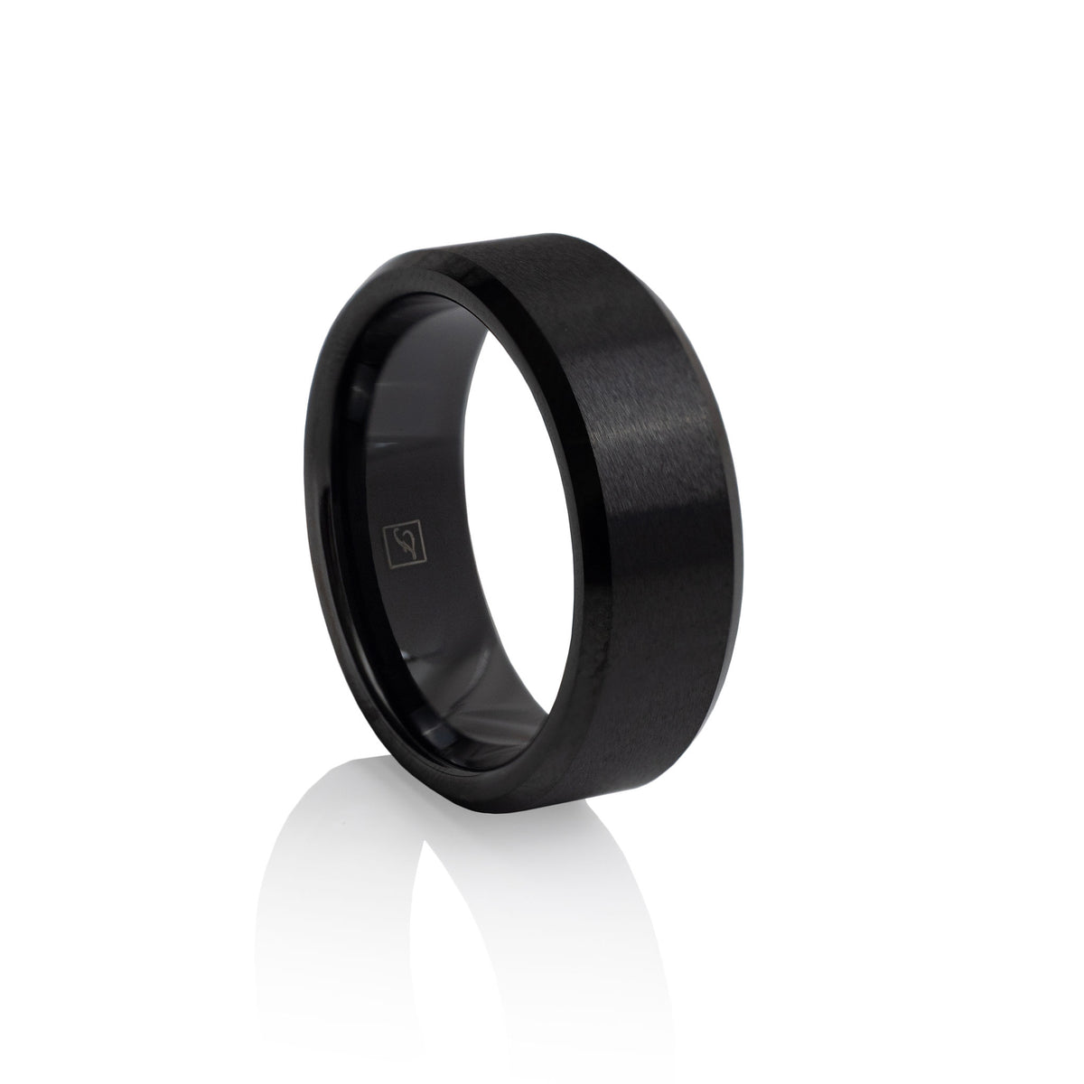 The Brushed Black Tungsten 8B (8mm Bevelled Ring), alternate view