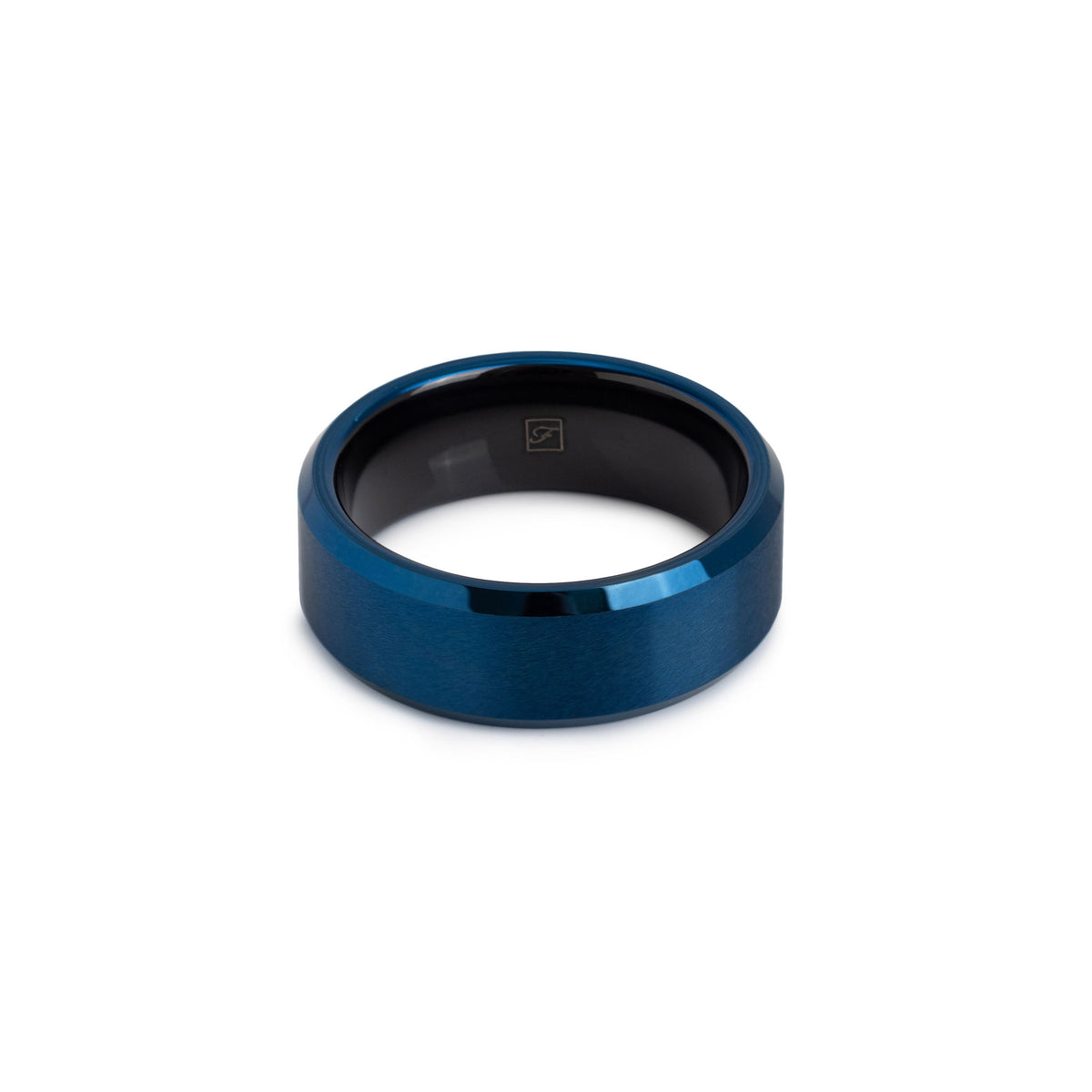 The Brushed Blue Tungsten 8B (8mm Bevelled Ring)