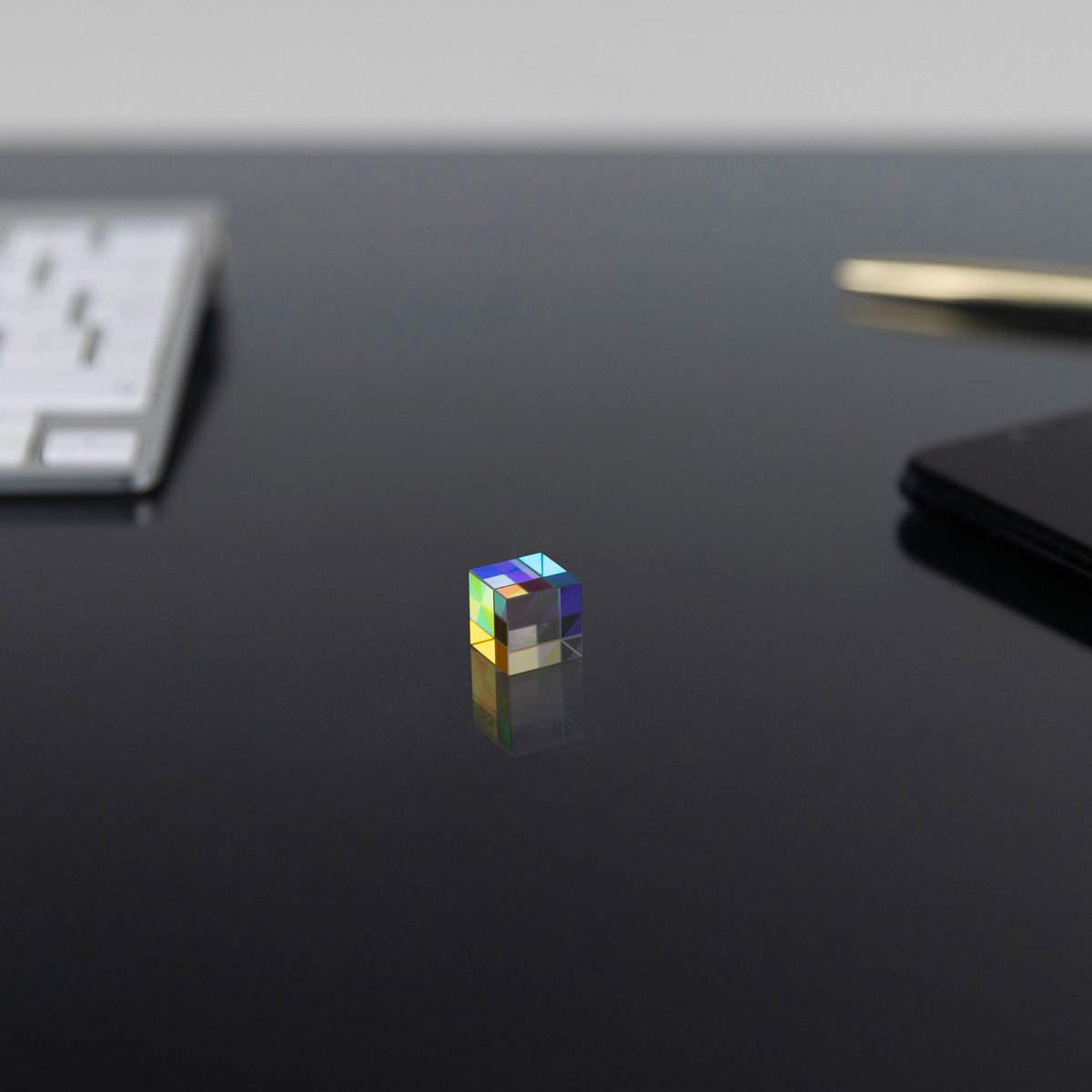 0.5-Inch Glass Cube on a black background