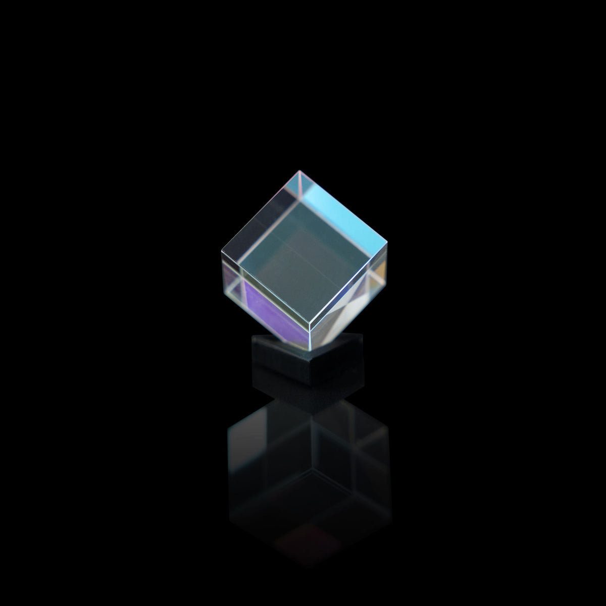 0.5-Inch Glass Cube on a black background