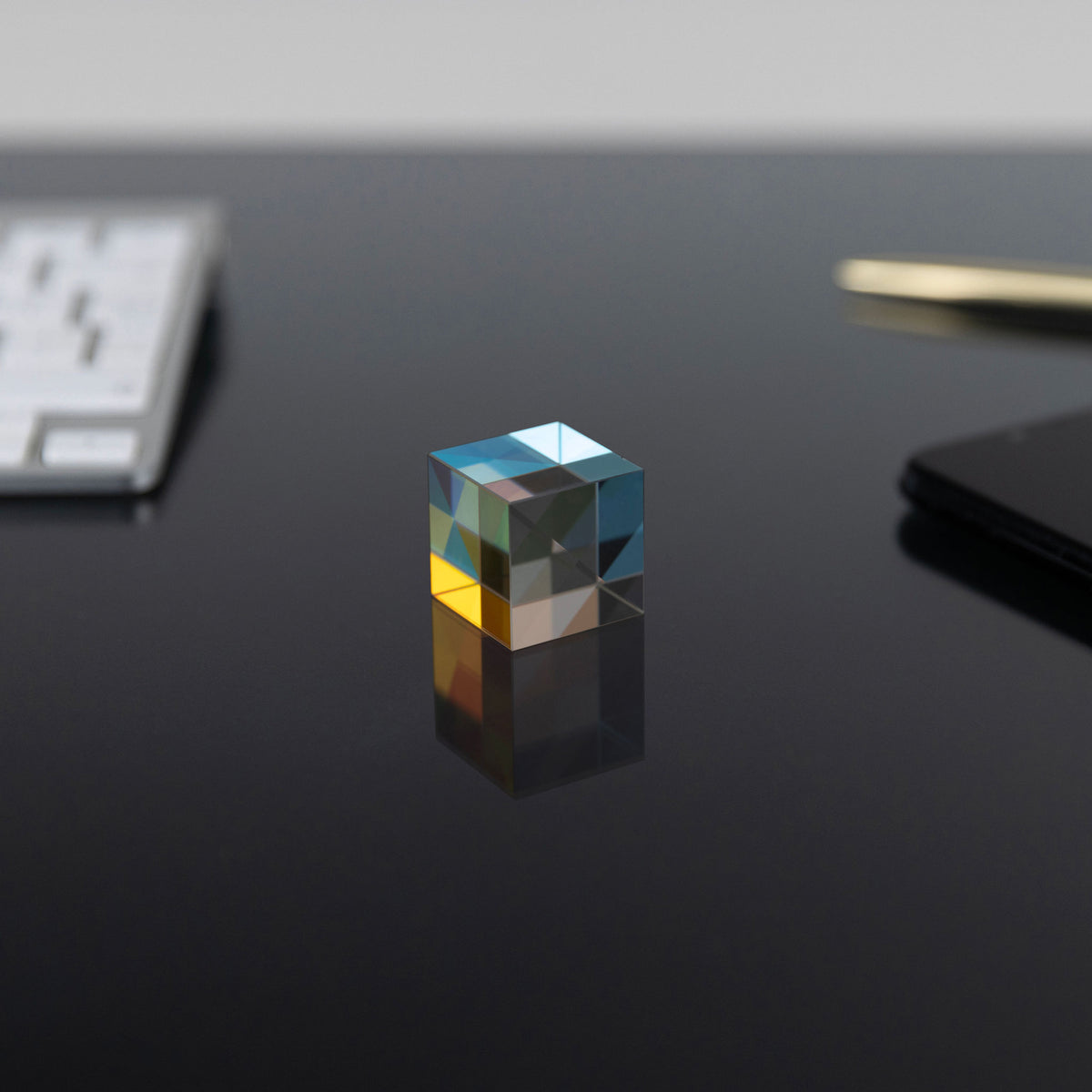 1.0-Inch Glass Cube on a black background