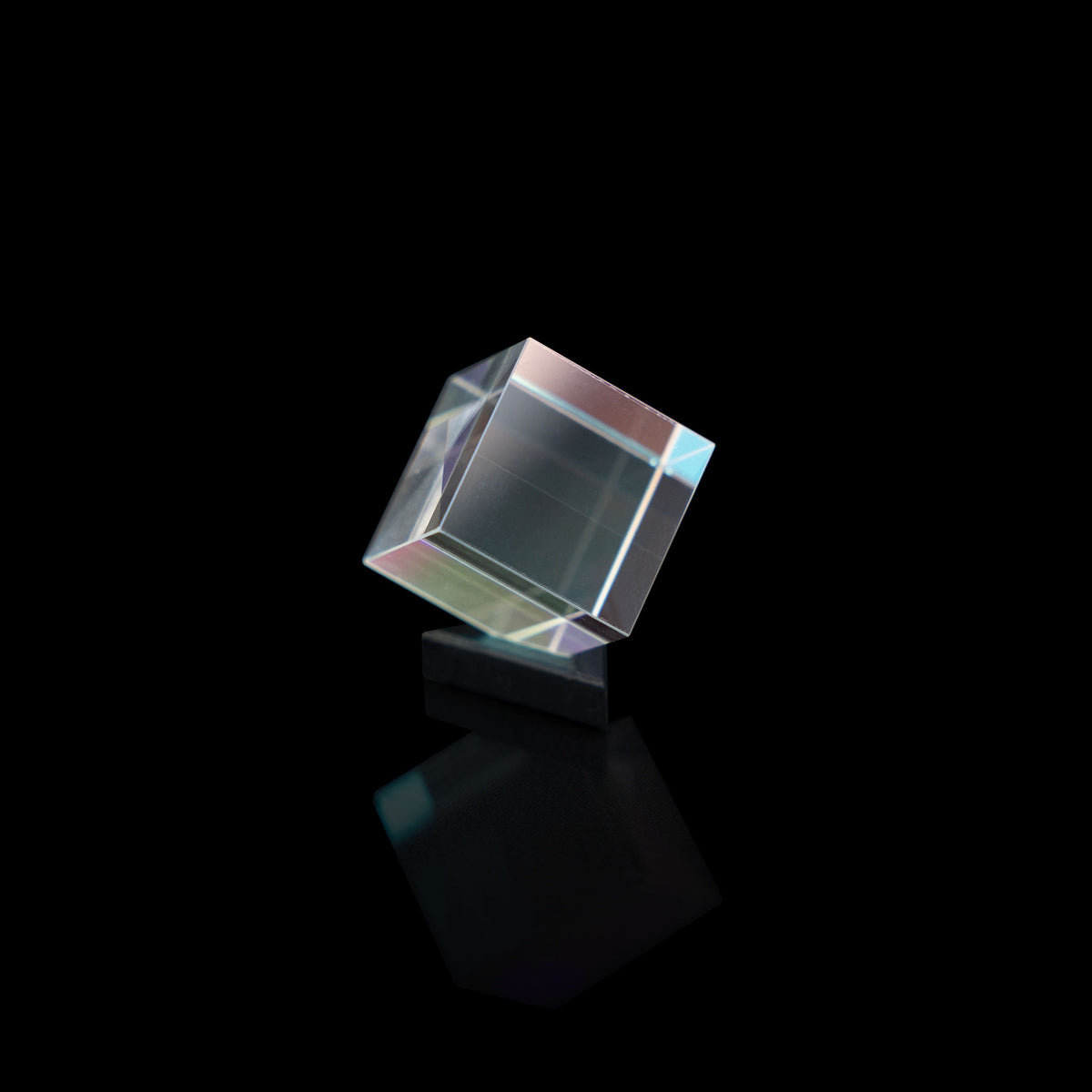 1.0-Inch Glass Cube on a black background