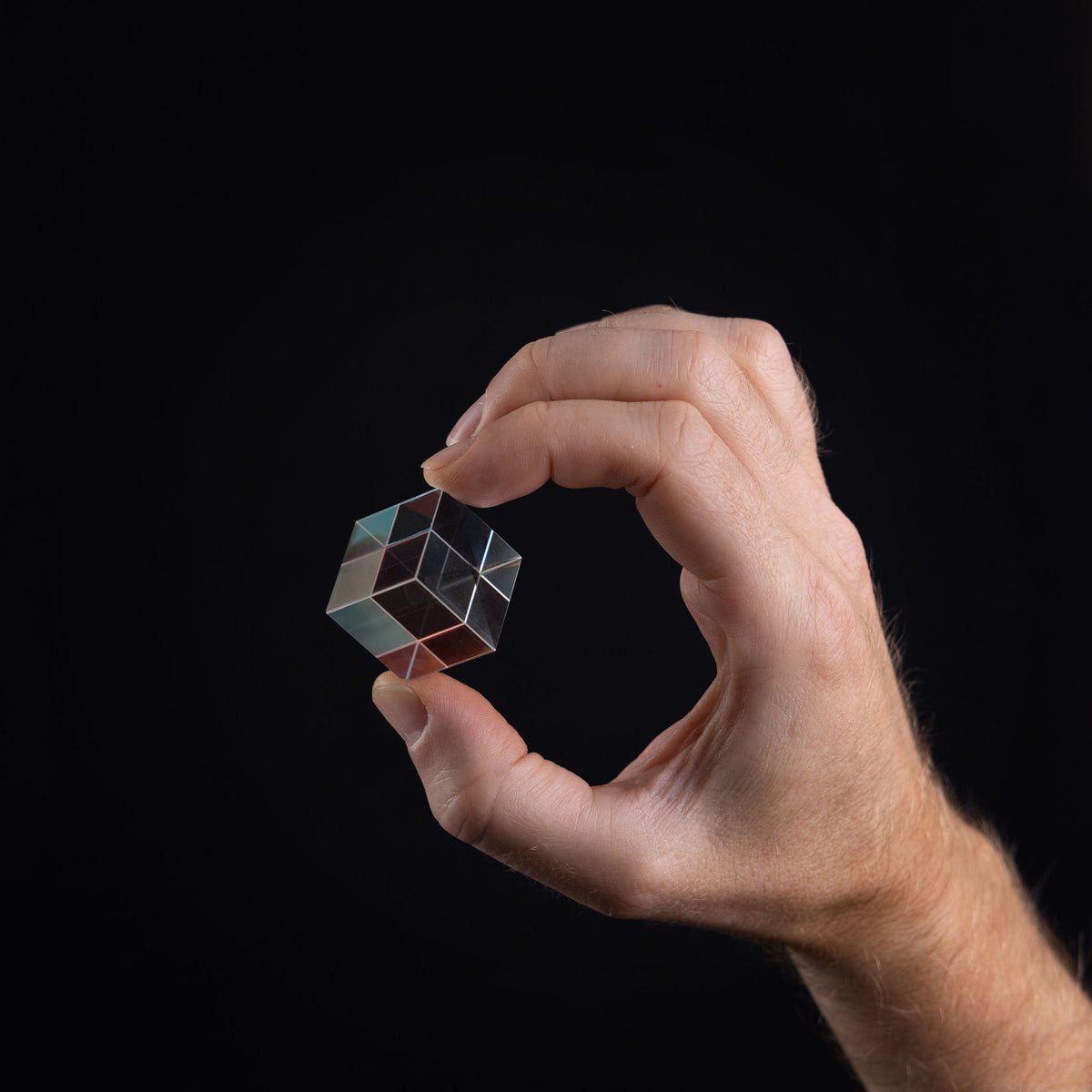 1.0-Inch Glass Cube on a black background
