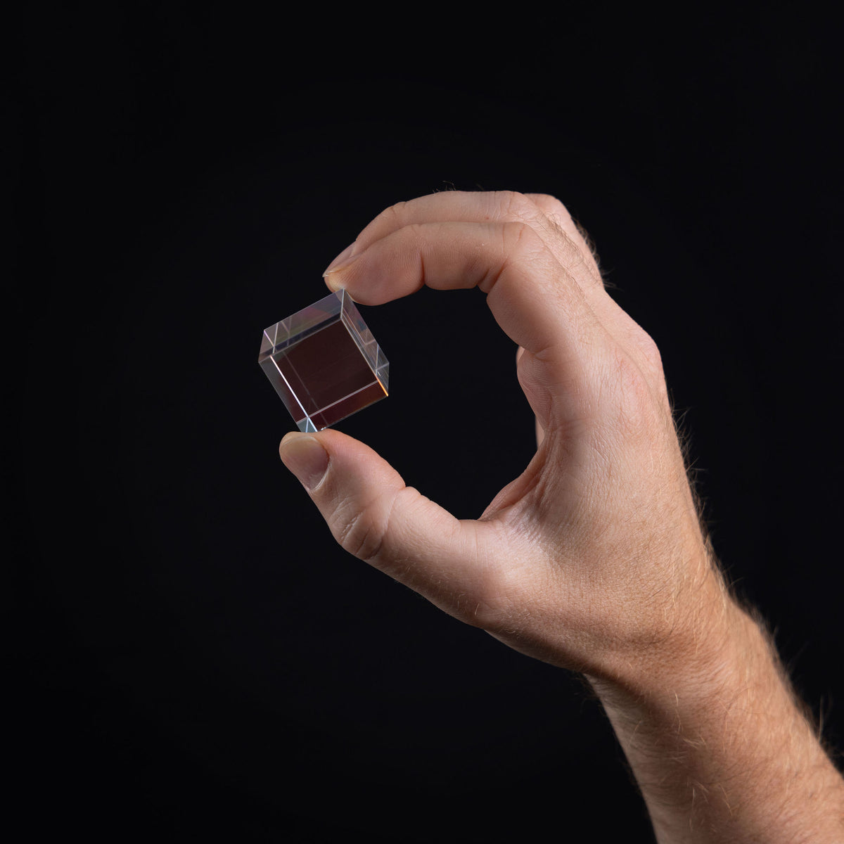 1.0-Inch Glass Cube on a black background